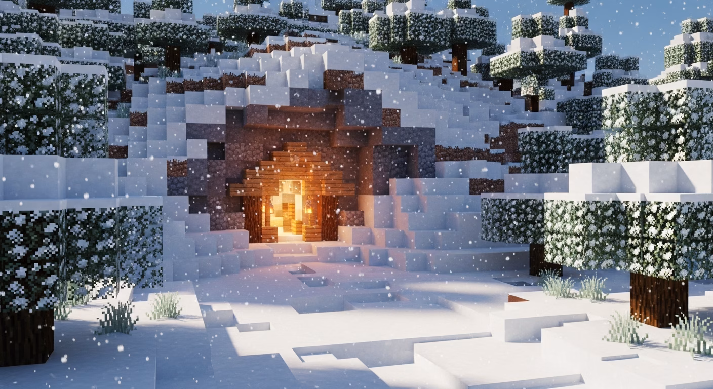 마인크래프트 건축의 경지, 역대급 ‘설원 동굴집’ 심층 분석 ❄️